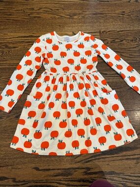 Hanna Andersson Cream Dress with Orange Pumpkin Print
